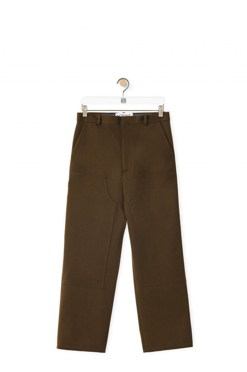 Pantalones Loewe Workwear trousers in wool Hombre Verde Oliva Oscuro Verde | 629EZDUTV