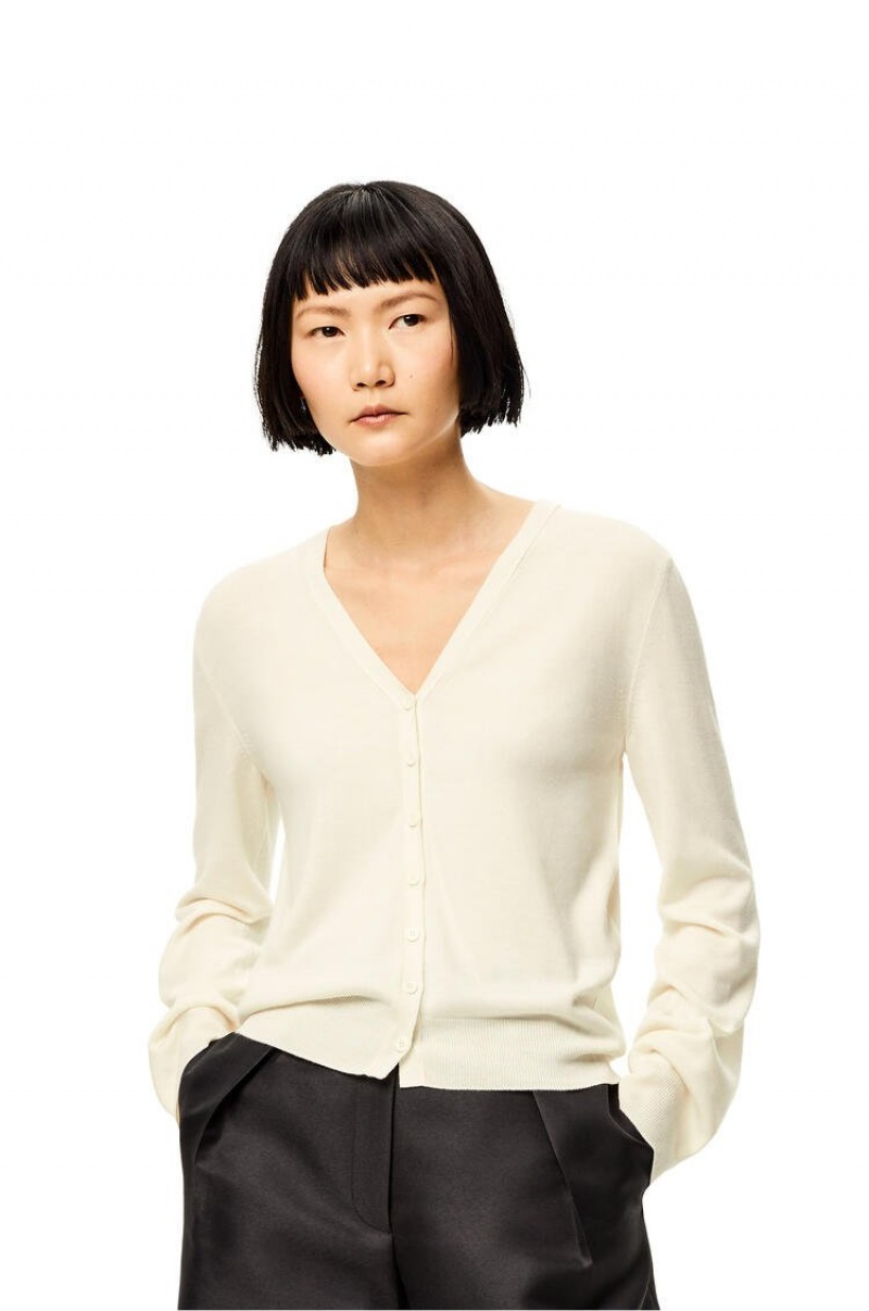 Prendas De Punto Loewe Anagram cardigan in cashmere Mujer Blancas | 408HUYJVD