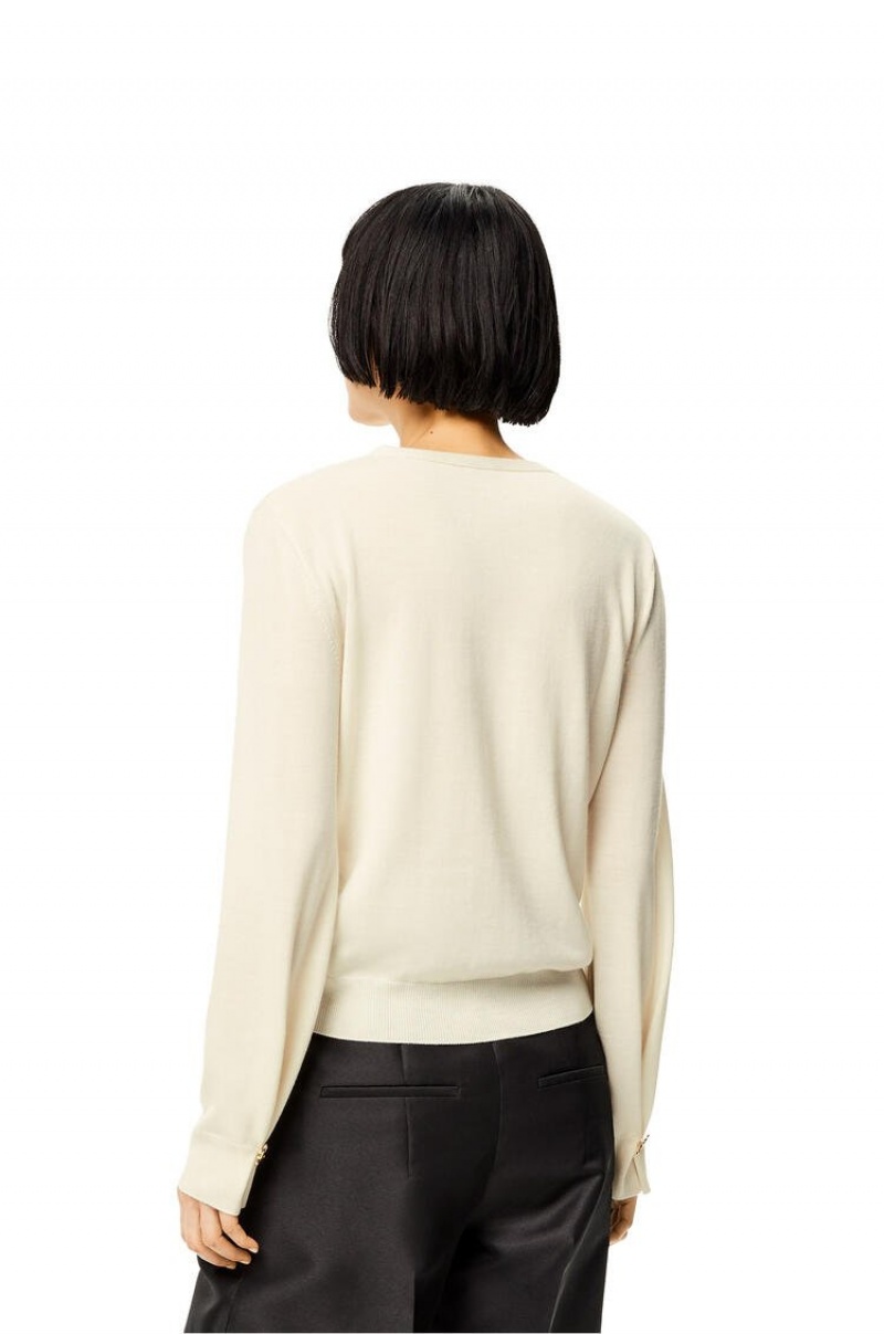 Prendas De Punto Loewe Anagram cardigan in cashmere Mujer Blancas | 408HUYJVD