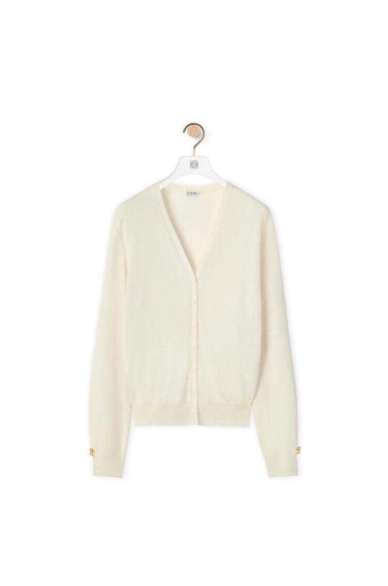 Prendas De Punto Loewe Anagram cardigan in cashmere Mujer Blancas | 408HUYJVD