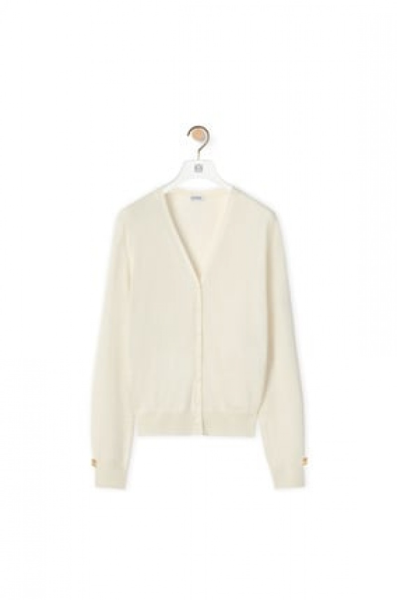 Prendas De Punto Loewe Anagram cardigan in cashmere Mujer Blancas | 408HUYJVD