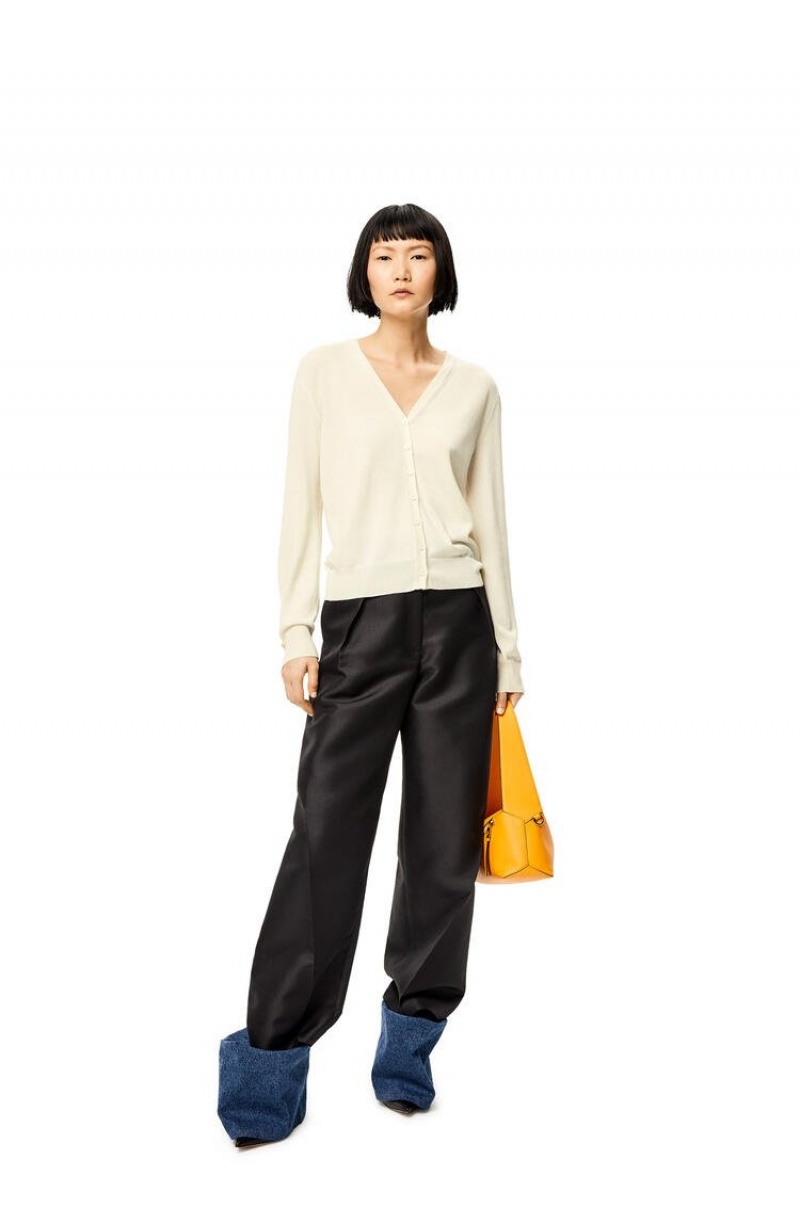 Prendas De Punto Loewe Anagram cardigan in cashmere Mujer Blancas | 408HUYJVD