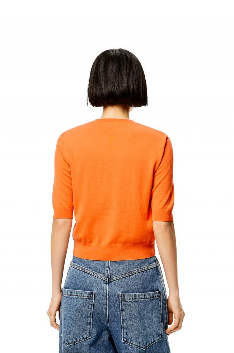 Prendas De Punto Loewe Anagram cropped sweater in wool Mujer Naranjas | 061WBICSU