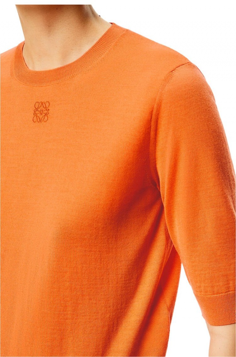 Prendas De Punto Loewe Anagram cropped sweater in wool Mujer Naranjas | 061WBICSU