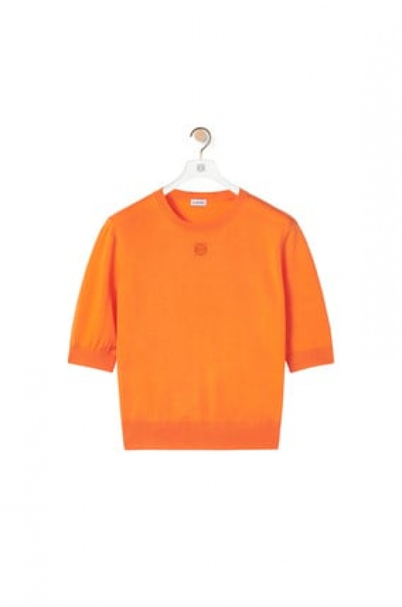 Prendas De Punto Loewe Anagram cropped sweater in wool Mujer Naranjas | 061WBICSU