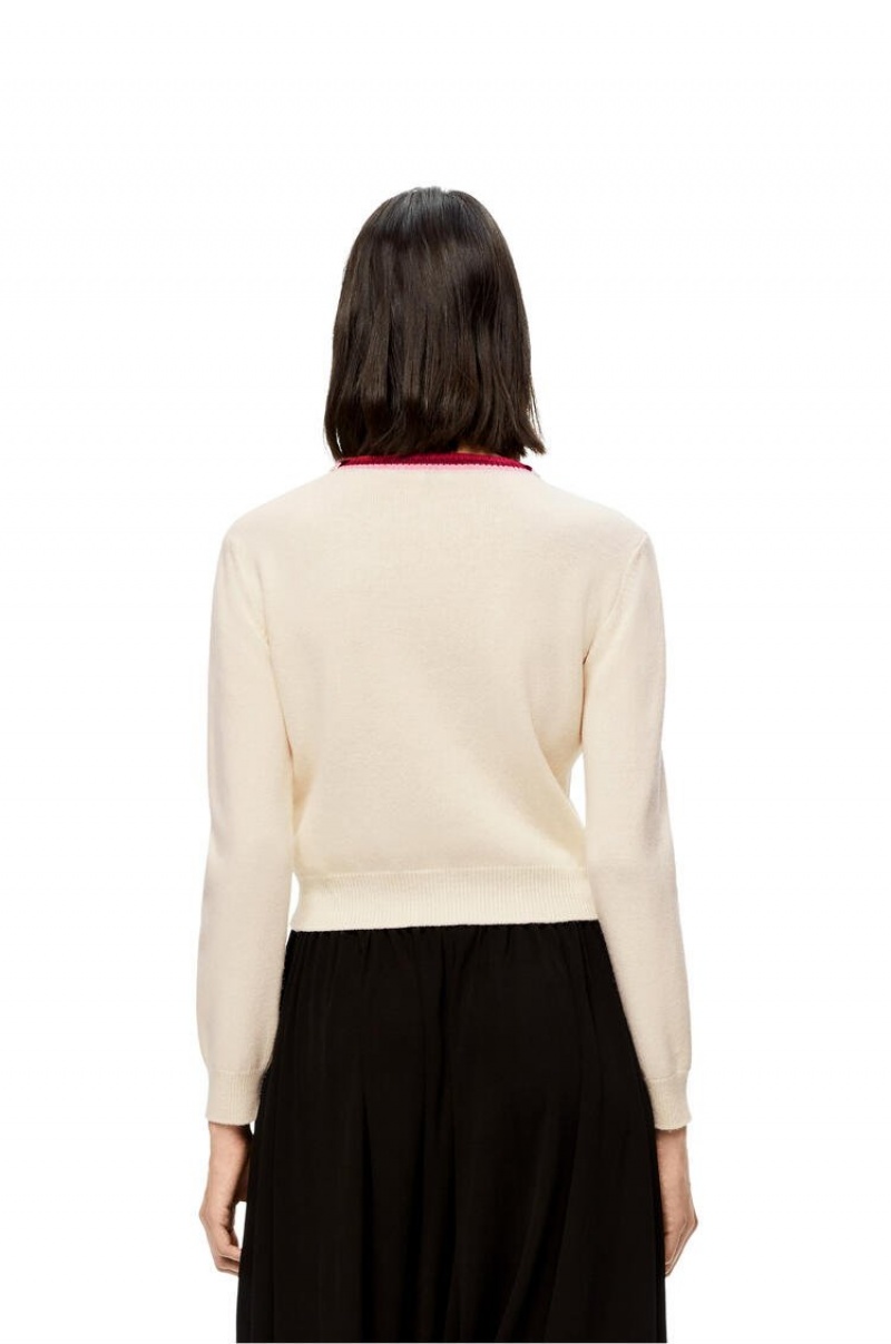 Prendas De Punto Loewe Anagram cropped sweater in wool Mujer Blancas | 908LAOVZQ