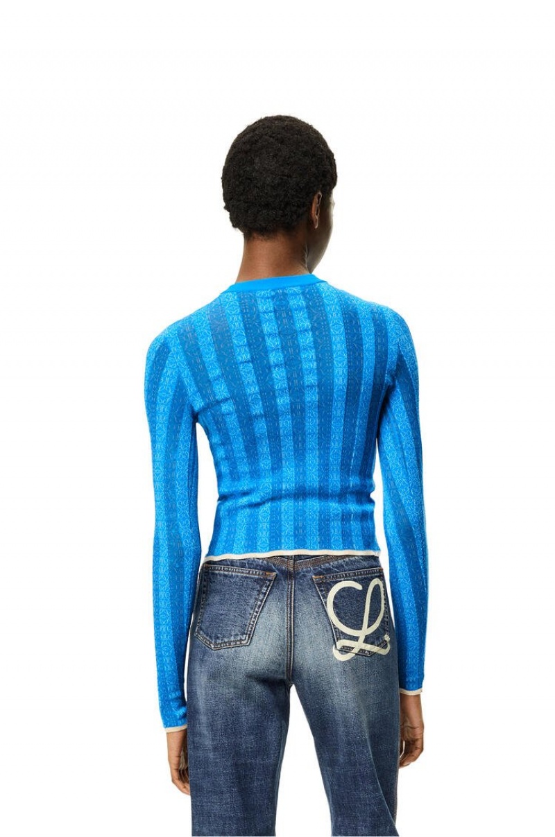 Prendas De Punto Loewe Anagram devore sweater in viscose Mujer Azules Claro | 708ZQJKVC