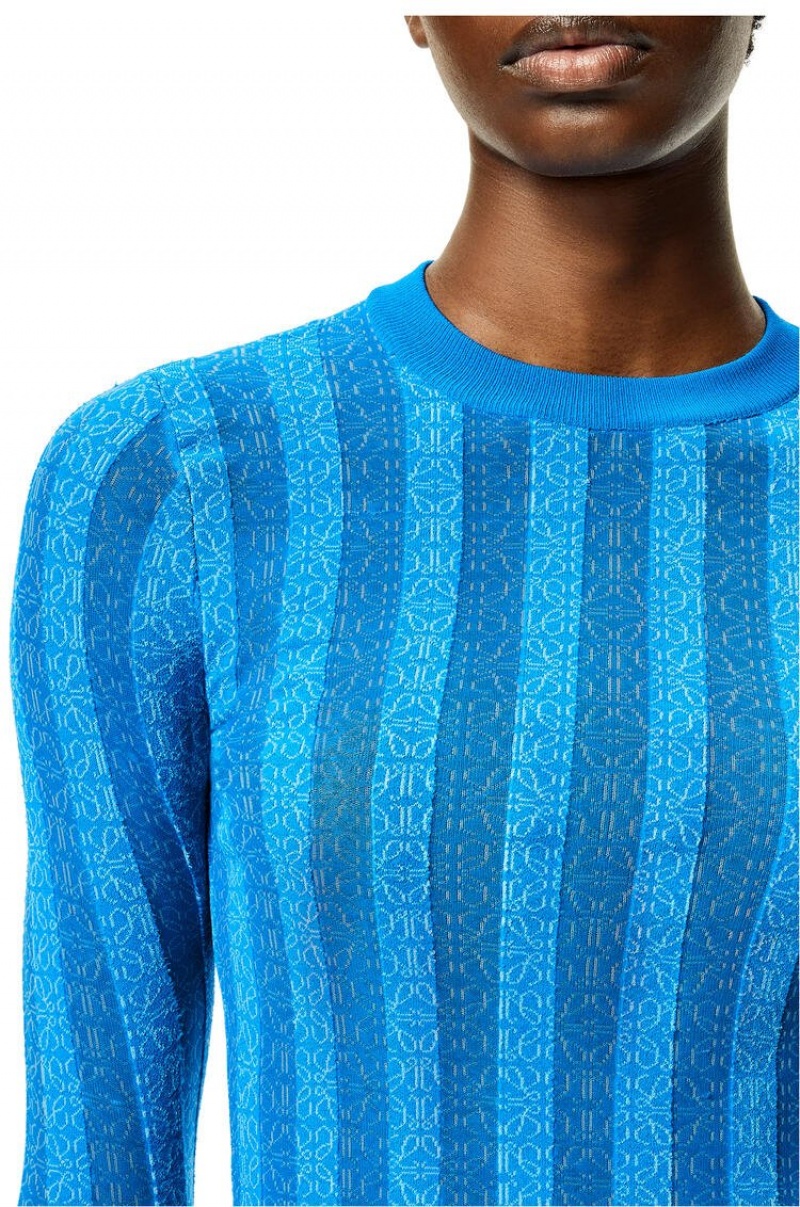 Prendas De Punto Loewe Anagram devore sweater in viscose Mujer Azules Claro | 708ZQJKVC