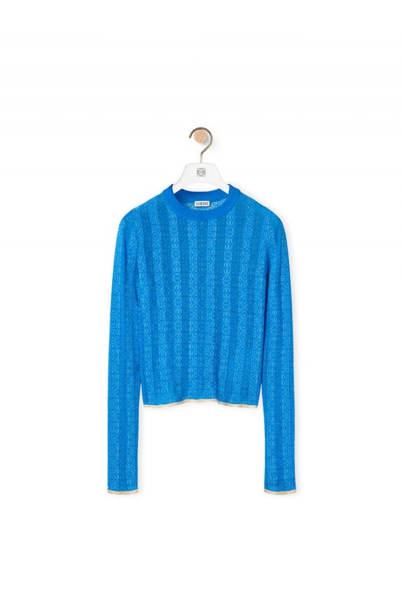 Prendas De Punto Loewe Anagram devore sweater in viscose Mujer Azules Claro | 708ZQJKVC