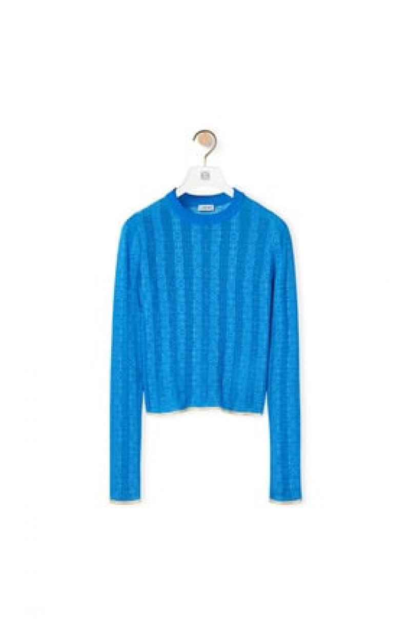 Prendas De Punto Loewe Anagram devore sweater in viscose Mujer Azules Claro | 708ZQJKVC