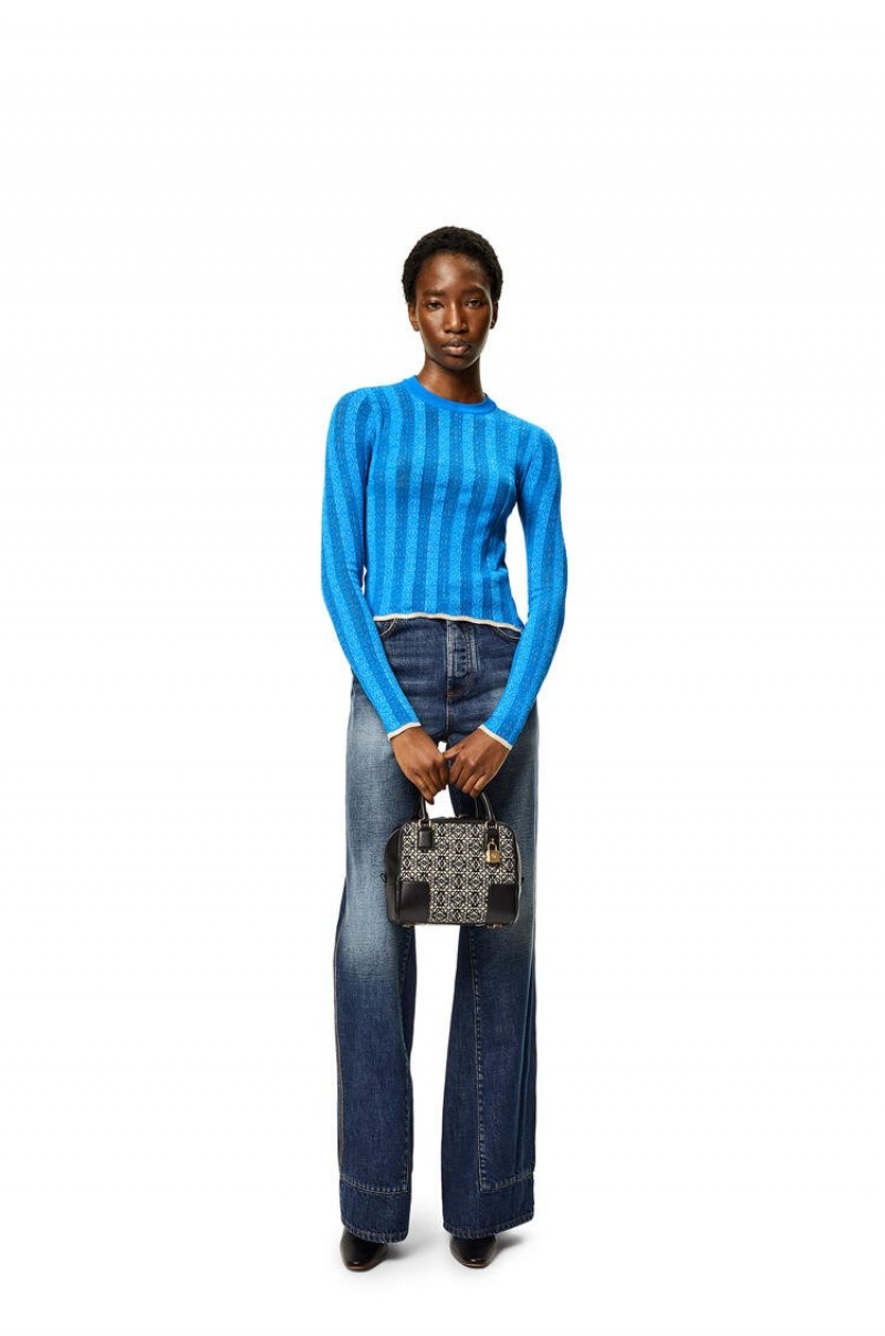 Prendas De Punto Loewe Anagram devore sweater in viscose Mujer Azules Claro | 708ZQJKVC