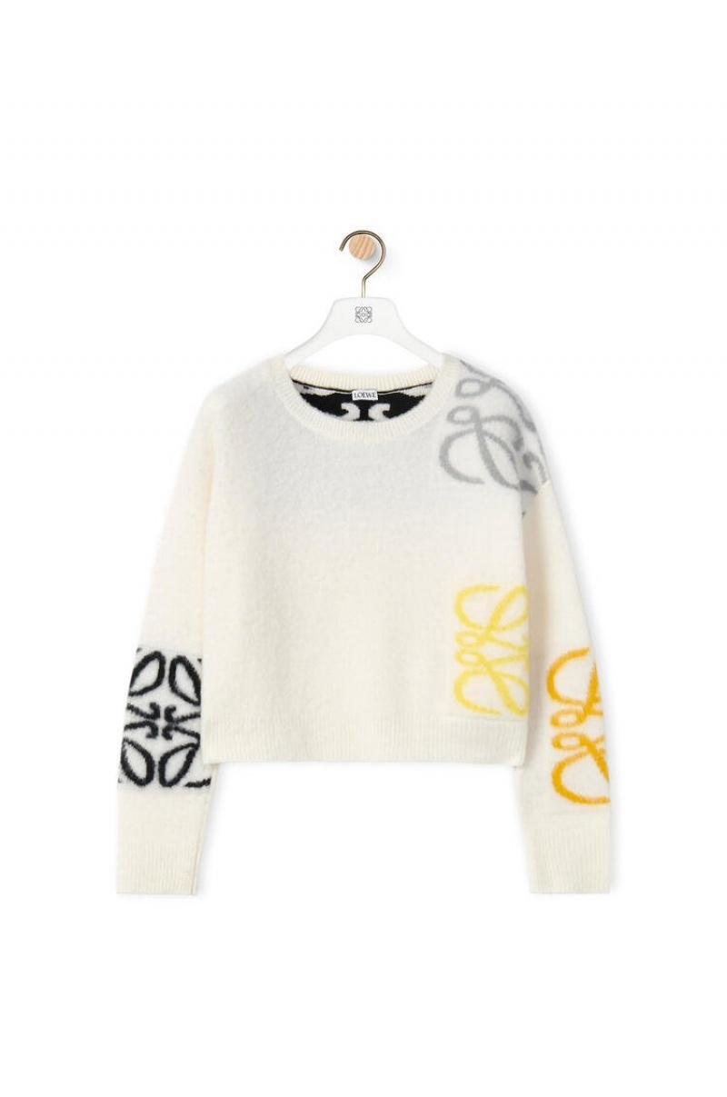 Prendas De Punto Loewe Anagram intarsia sweater in wool Mujer Blancas | 198MNHLSF