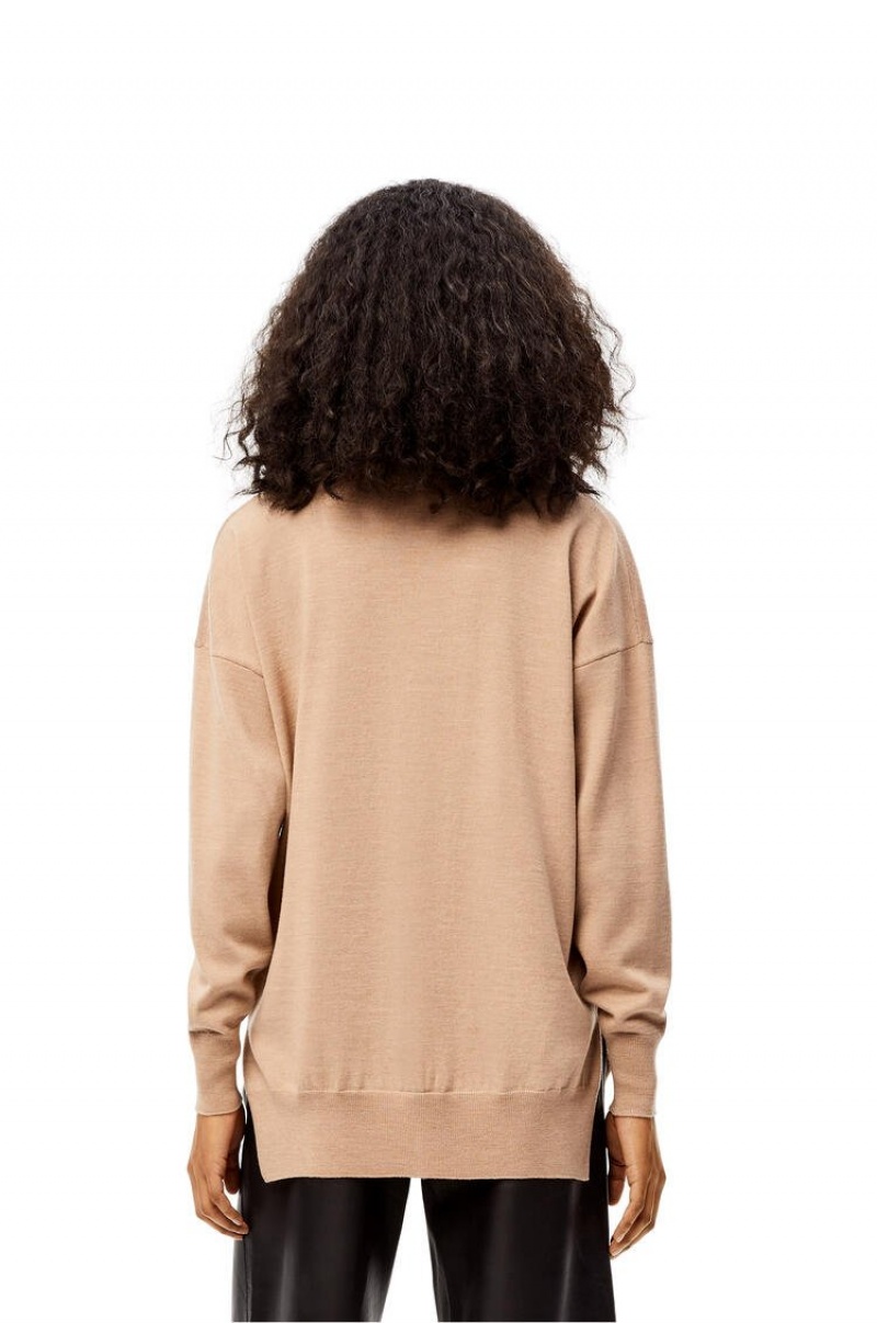 Prendas De Punto Loewe Anagram pocket cardigan in wool Mujer Camel | 963ZXRJGN