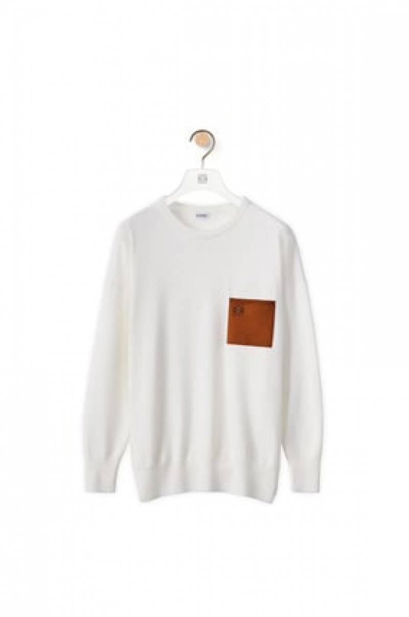 Prendas De Punto Loewe Anagram pocket sweater in wool Mujer Marrones | 193LUJYBG