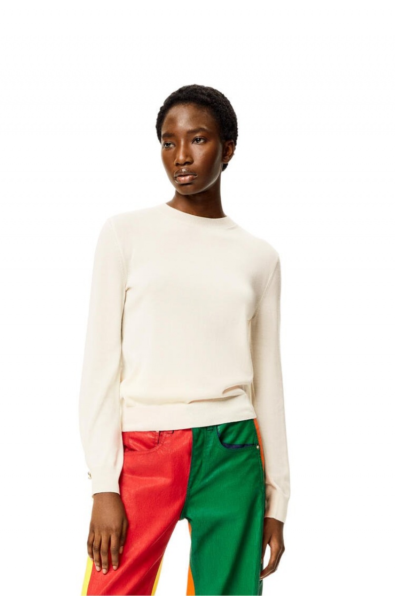 Prendas De Punto Loewe Anagram sweater in cashmere Mujer Blancas | 089EMFTZP