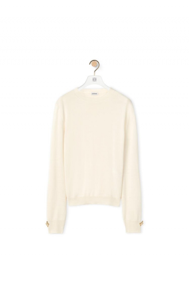 Prendas De Punto Loewe Anagram sweater in cashmere Mujer Blancas | 089EMFTZP