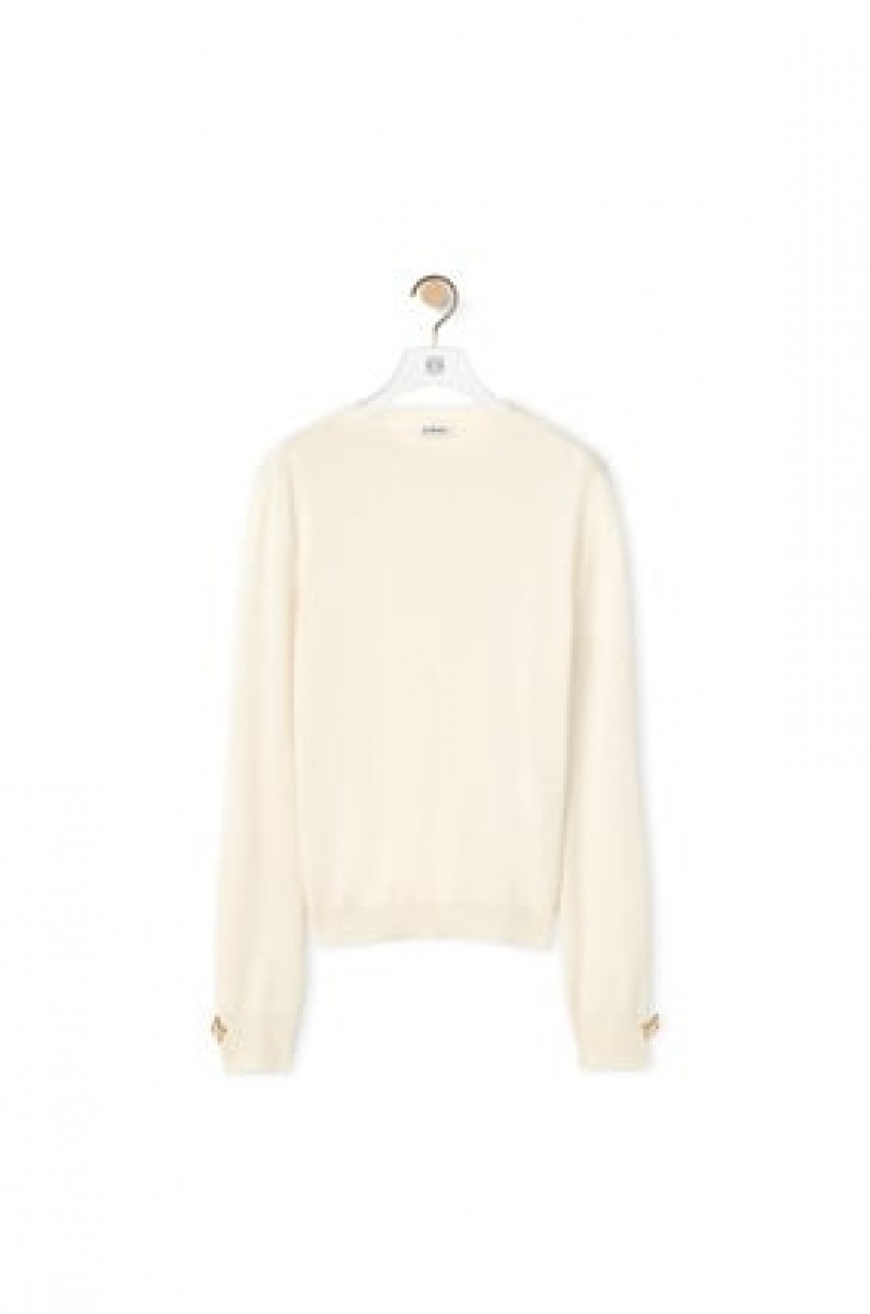 Prendas De Punto Loewe Anagram sweater in cashmere Mujer Blancas | 089EMFTZP