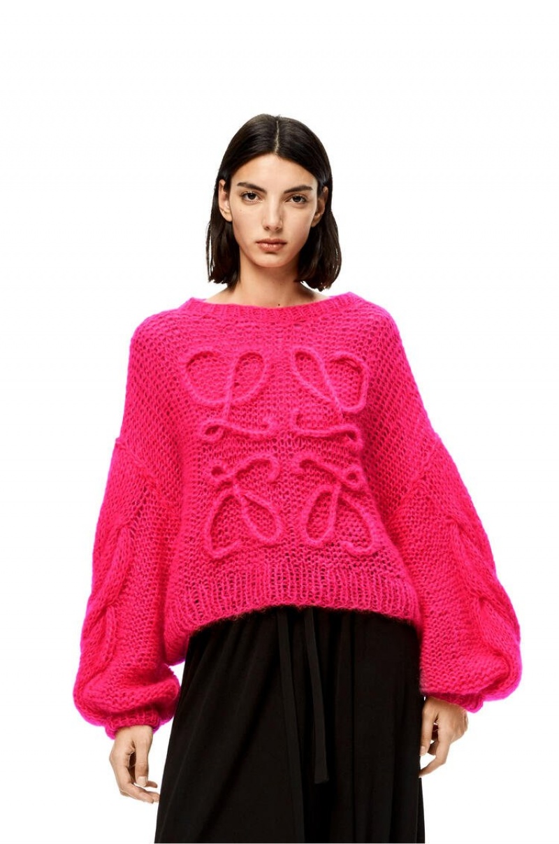 Prendas De Punto Loewe Anagram sweater in mohair Mujer Rosas | 264ZASNIT