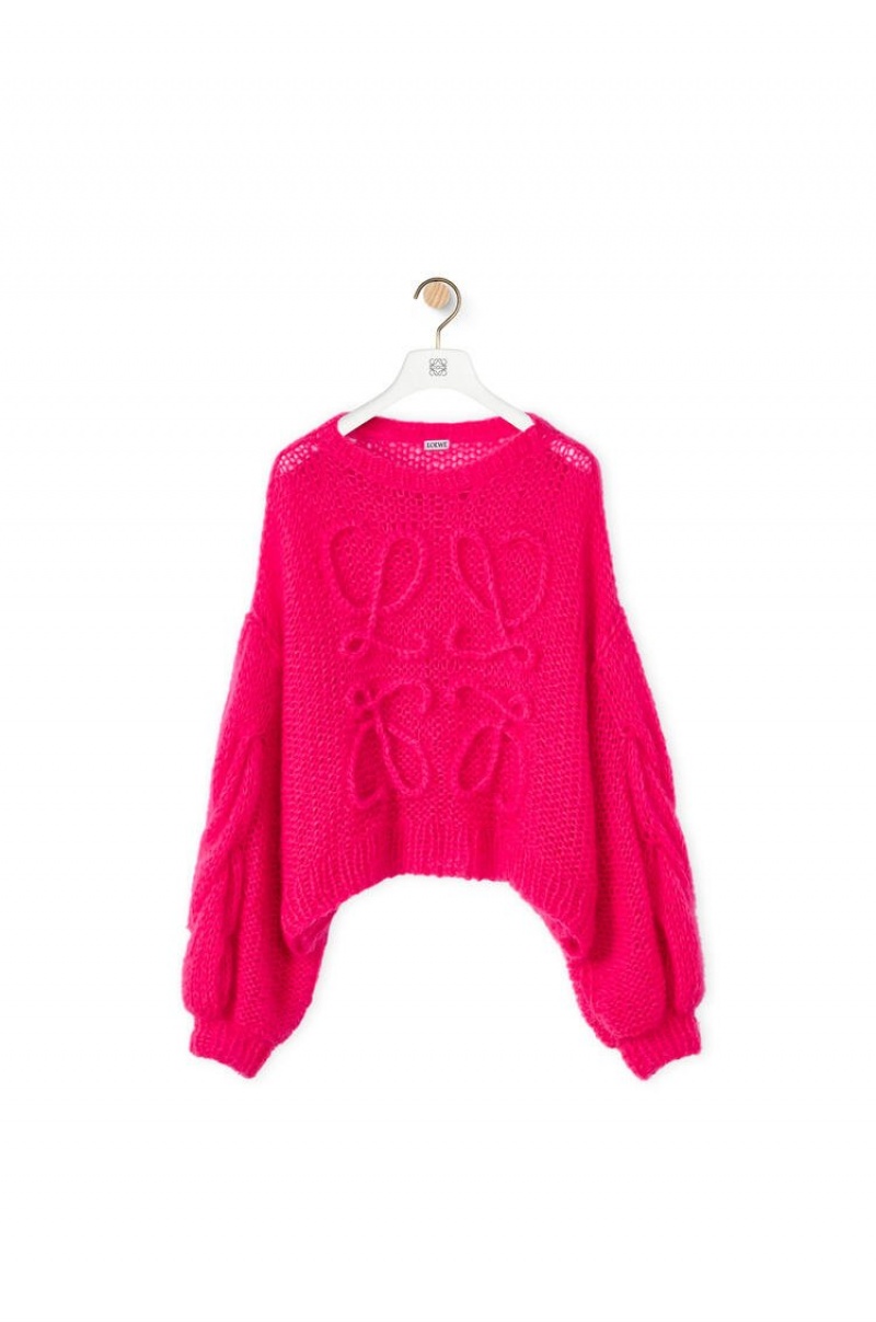 Prendas De Punto Loewe Anagram sweater in mohair Mujer Rosas | 264ZASNIT