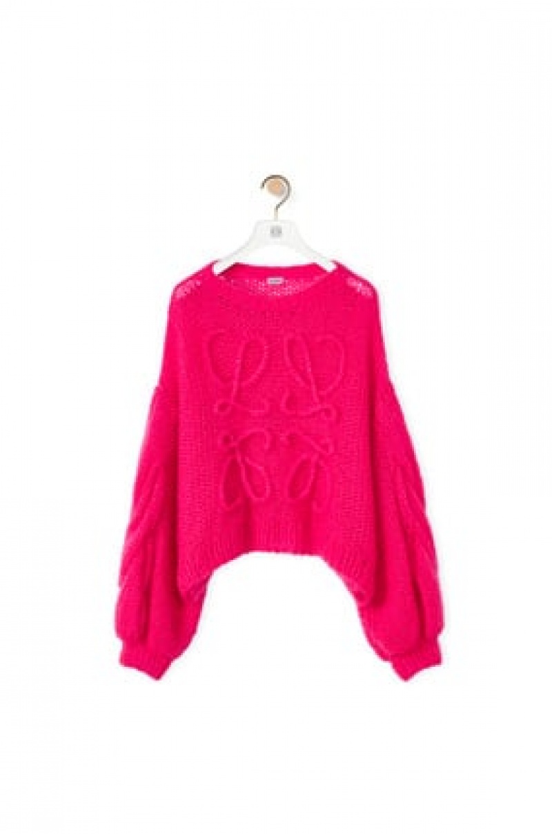 Prendas De Punto Loewe Anagram sweater in mohair Mujer Rosas | 264ZASNIT