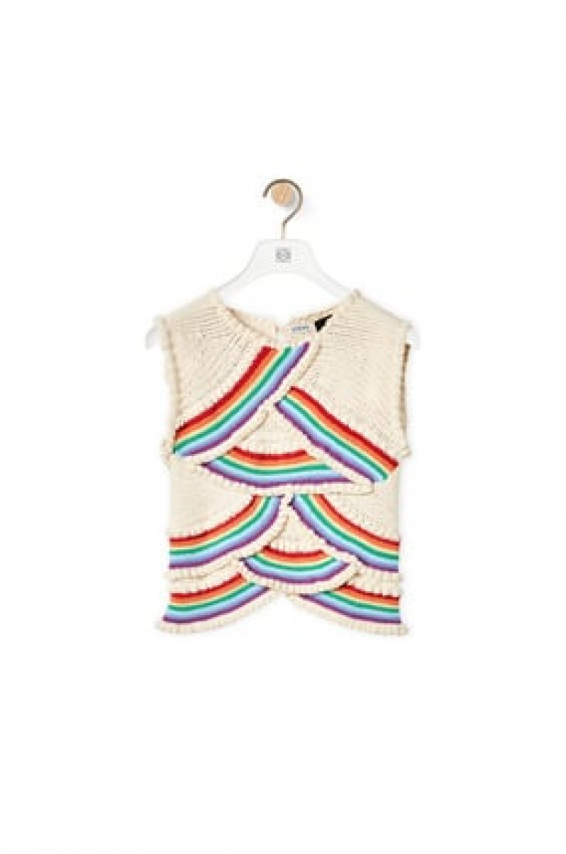 Prendas De Punto Loewe Crochet top in cotton Mujer Blancas Multicolor | 427XYNWUD