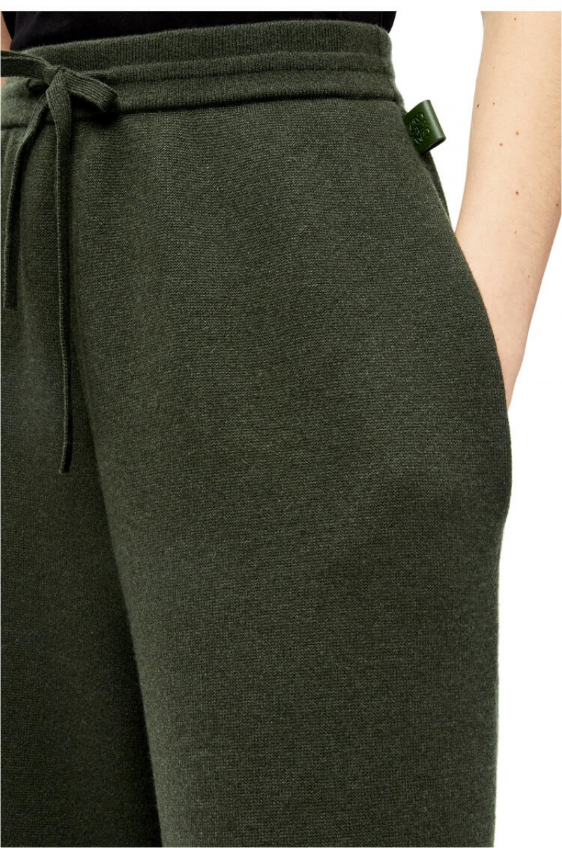 Prendas De Punto Loewe Knit trousers in cashmere Mujer Kaki Verde | 896ICZSXA