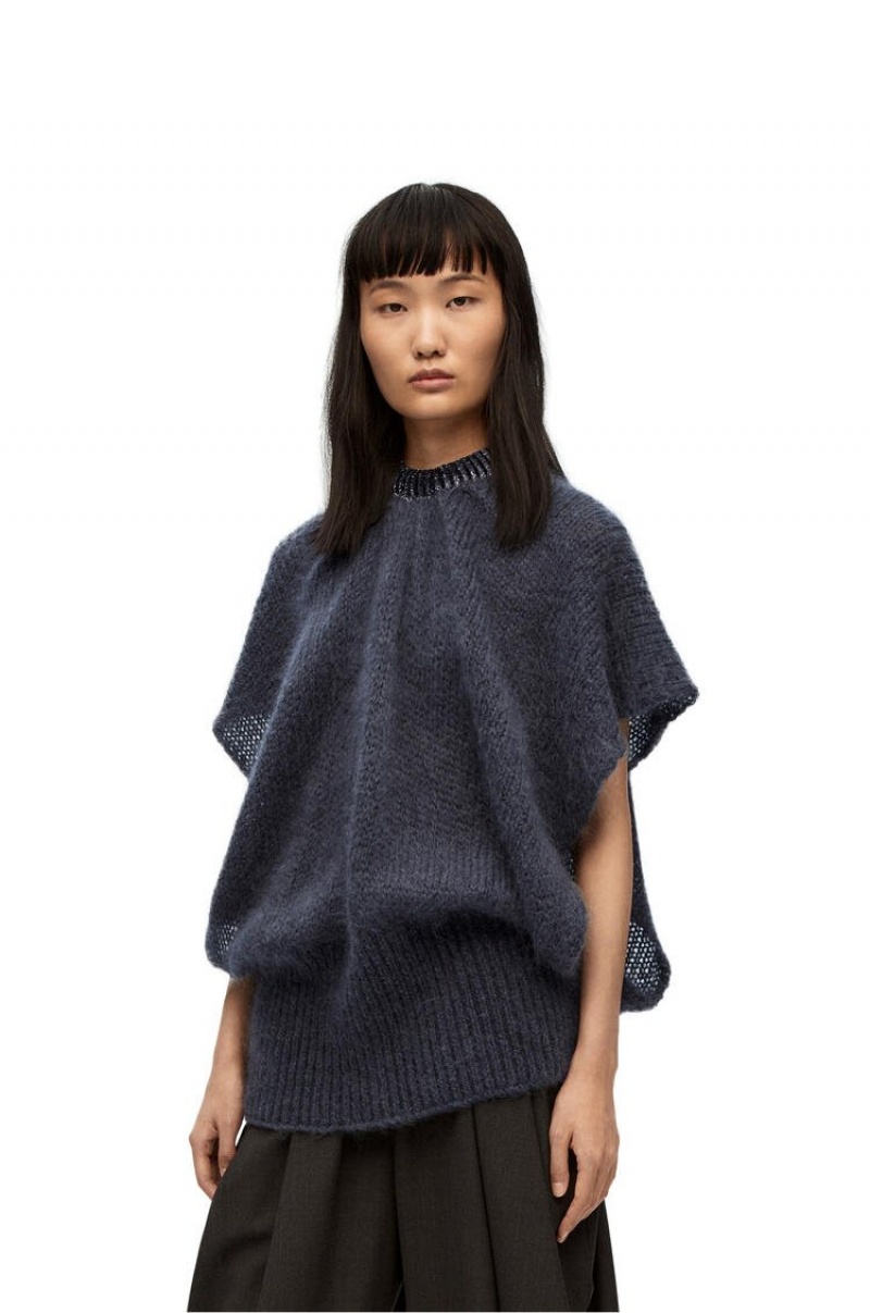 Prendas De Punto Loewe Oversize sweater in mohair Mujer Gris Oscuro | 036UWOSDQ