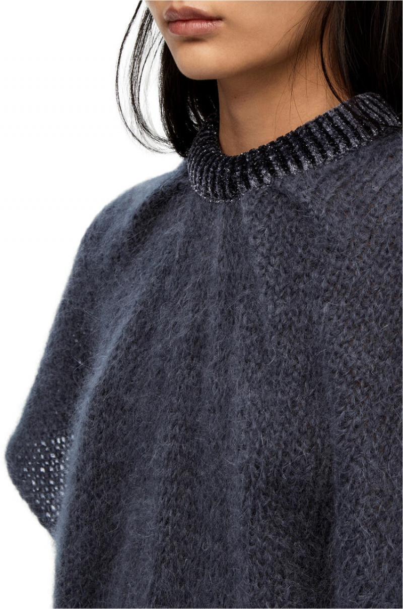 Prendas De Punto Loewe Oversize sweater in mohair Mujer Gris Oscuro | 036UWOSDQ