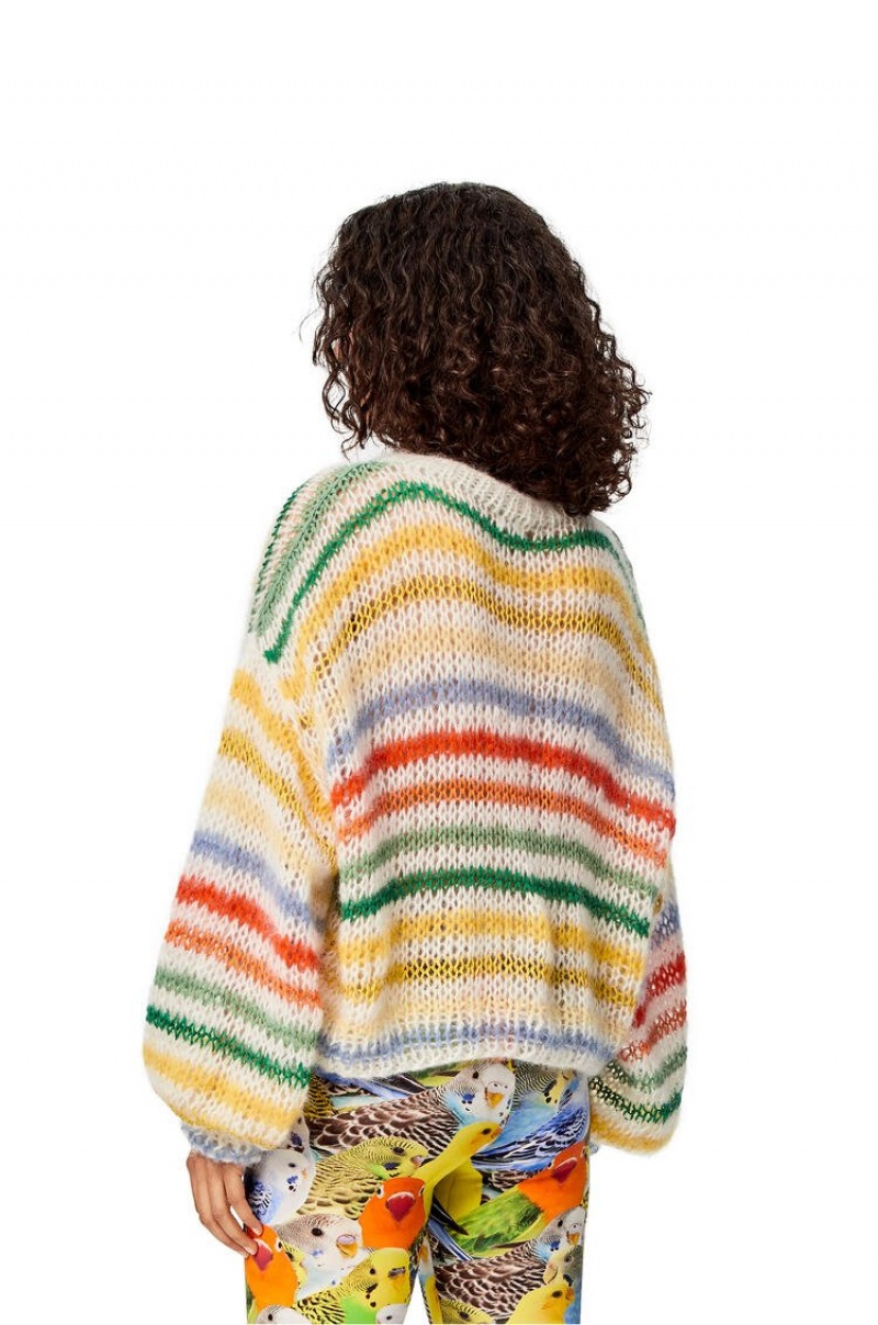 Prendas De Punto Loewe Stripe sweater in mohair Mujer Blancas Multicolor | 973LIDCVT