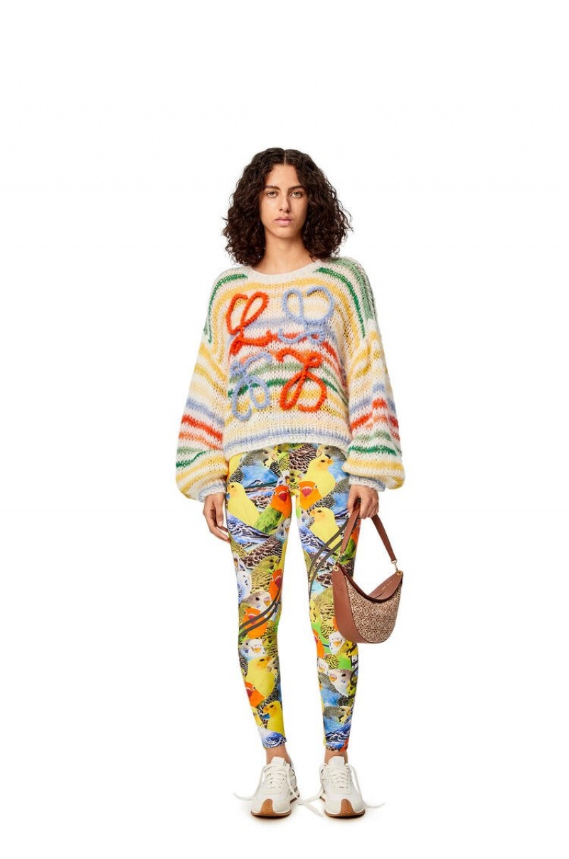 Prendas De Punto Loewe Stripe sweater in mohair Mujer Blancas Multicolor | 973LIDCVT