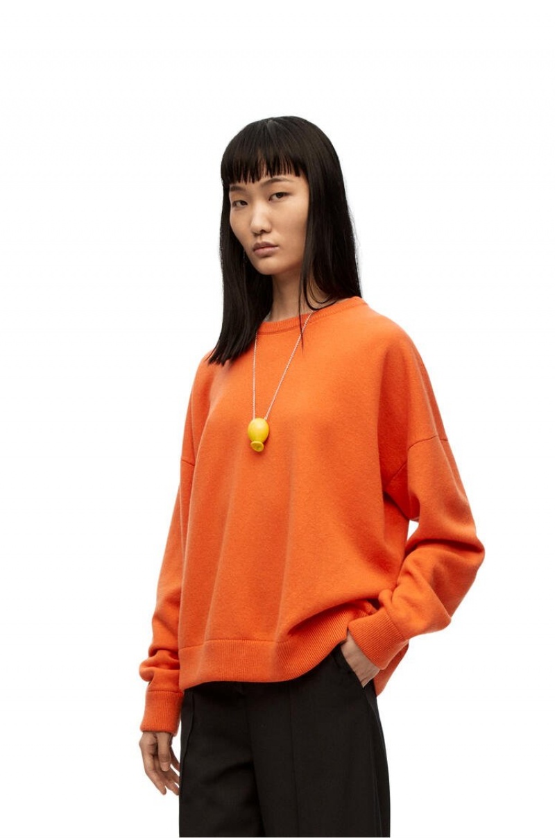 Prendas De Punto Loewe Sueter in cashmere Mujer Naranjas | 572BHEJRF