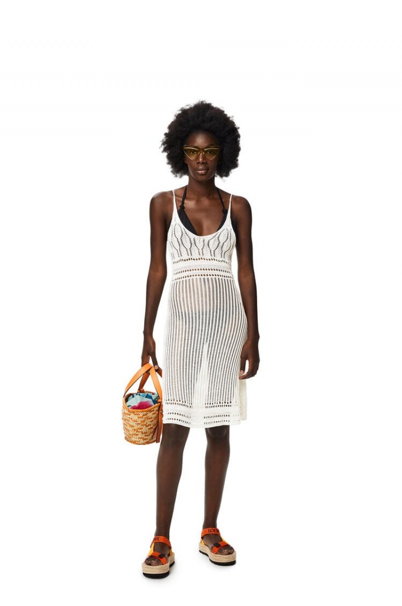 Prendas De Punto Loewe Tiras dress in viscose Mujer Off-white | 081KBLMUH