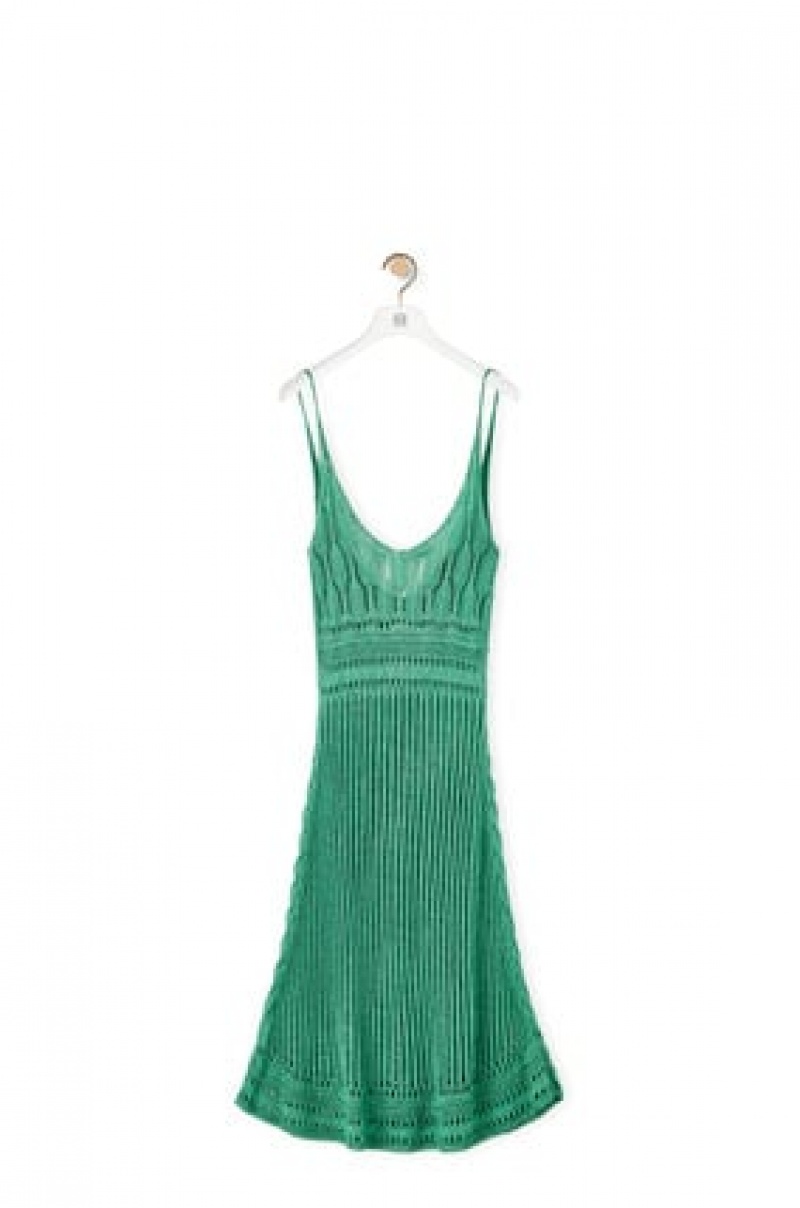 Prendas De Punto Loewe Tiras dress in viscose Mujer Verde | 845SKGYLN