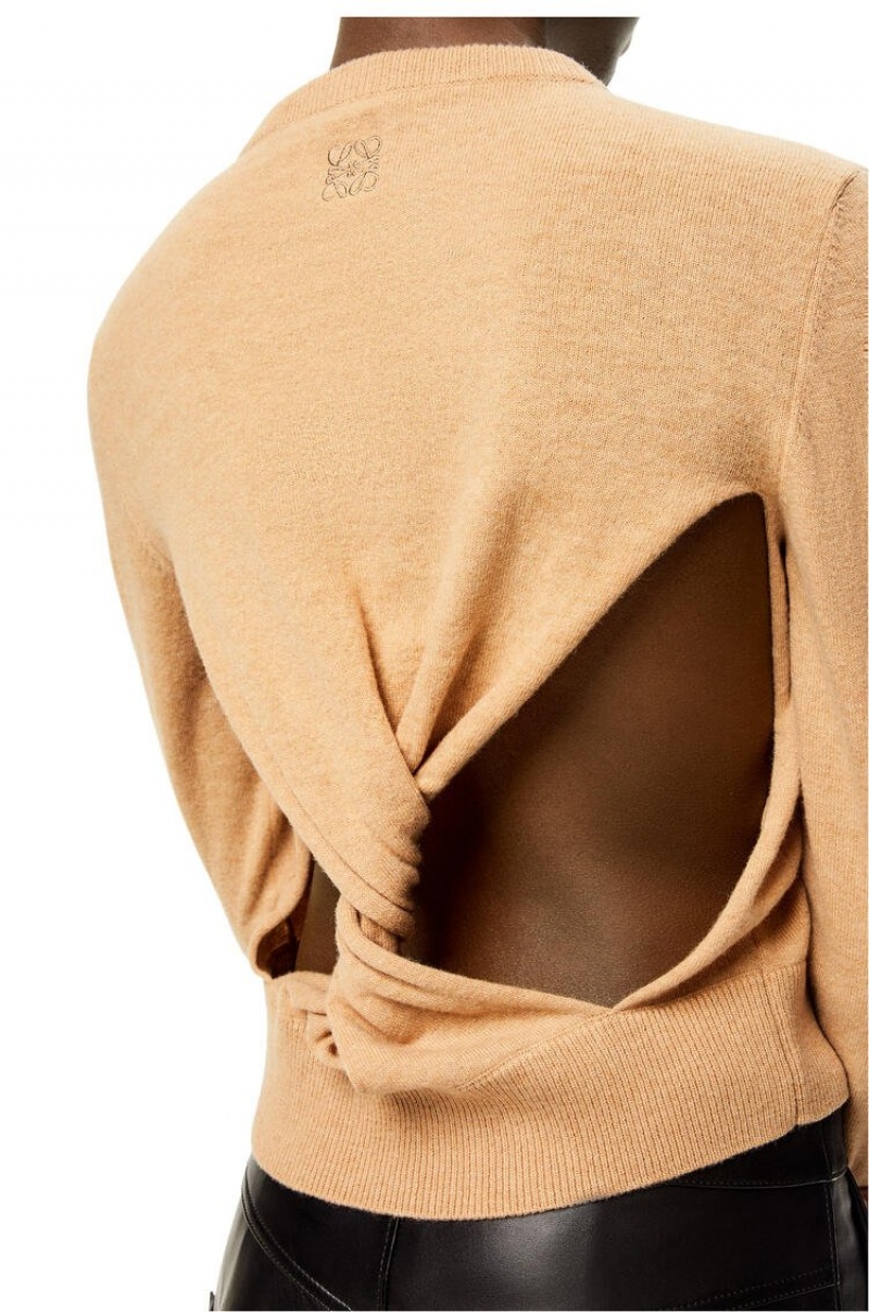 Prendas De Punto Loewe Twisted sweater in wool Mujer Camel | 046MYOLFJ