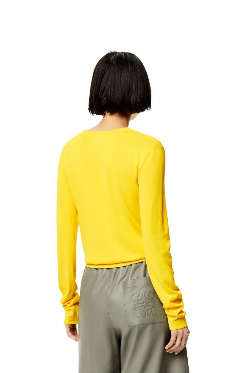 Prendas De Punto Loewe V-neck sweater in viscose Mujer Limón | 527OPJBGC