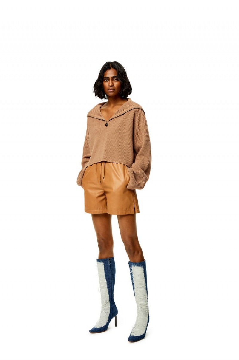 Prendas De Punto Loewe Zip-up sweater in wool Mujer Beige | 417RCHDVI