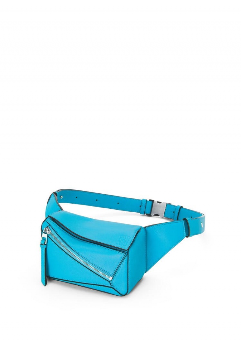 Riñonera Loewe Mini Puzzle bumbag in classic calfskin Hombre Cyan | 104RFENWU