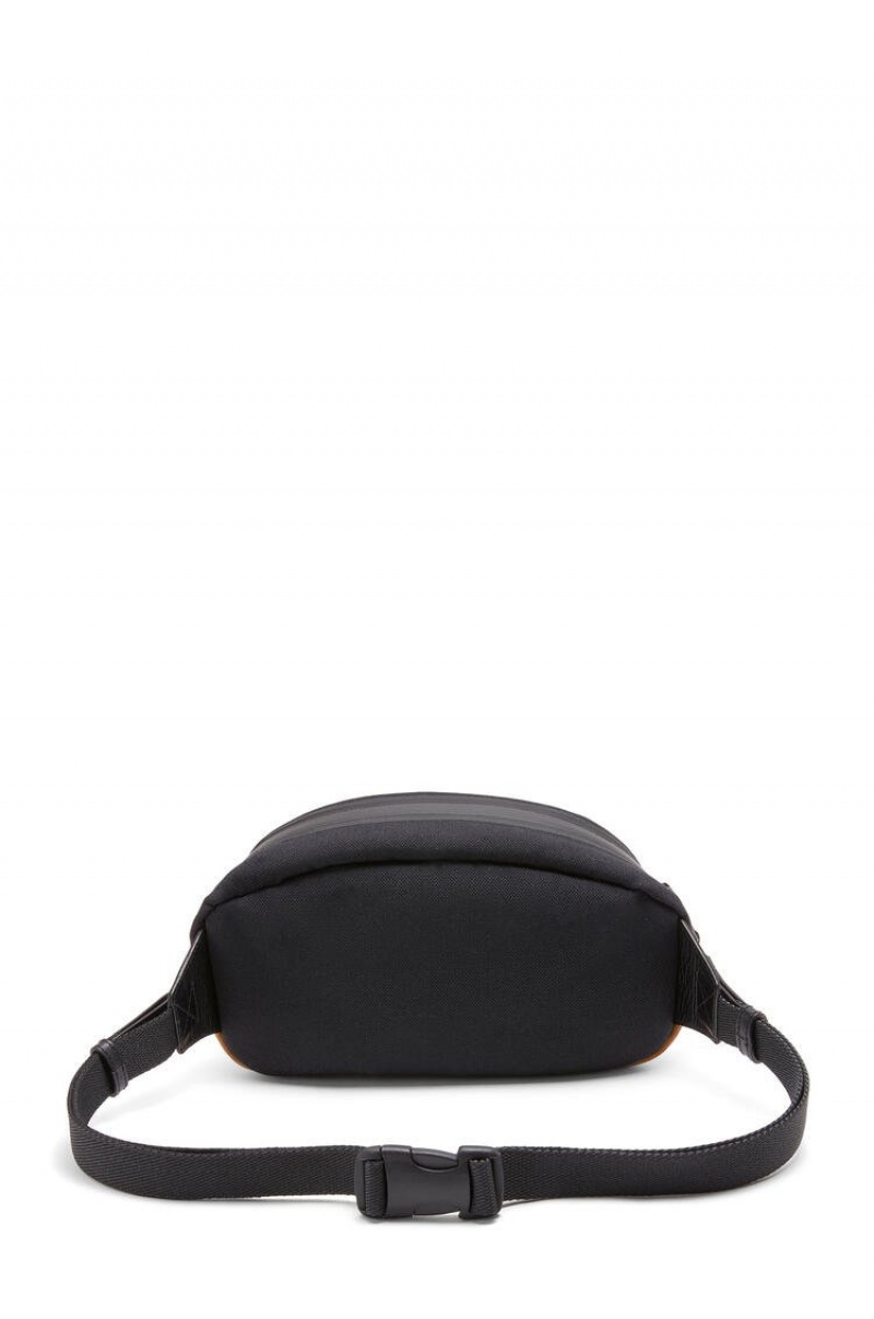 Riñonera Loewe Round bumbag in recycled canvas and suede Hombre Negras Doradas Oscuro | 893IKSUYG