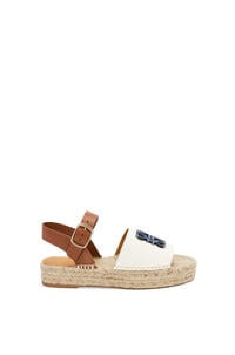 Sandalias Loewe Anagram espadrille in canvas and calfskin Mujer Natural / Tangerine | 846XBRQGH