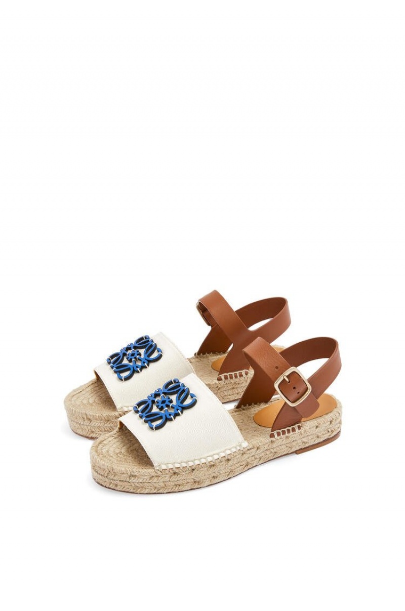 Sandalias Loewe Anagram espadrille in canvas and calfskin Mujer Azules | 439LKUZNE