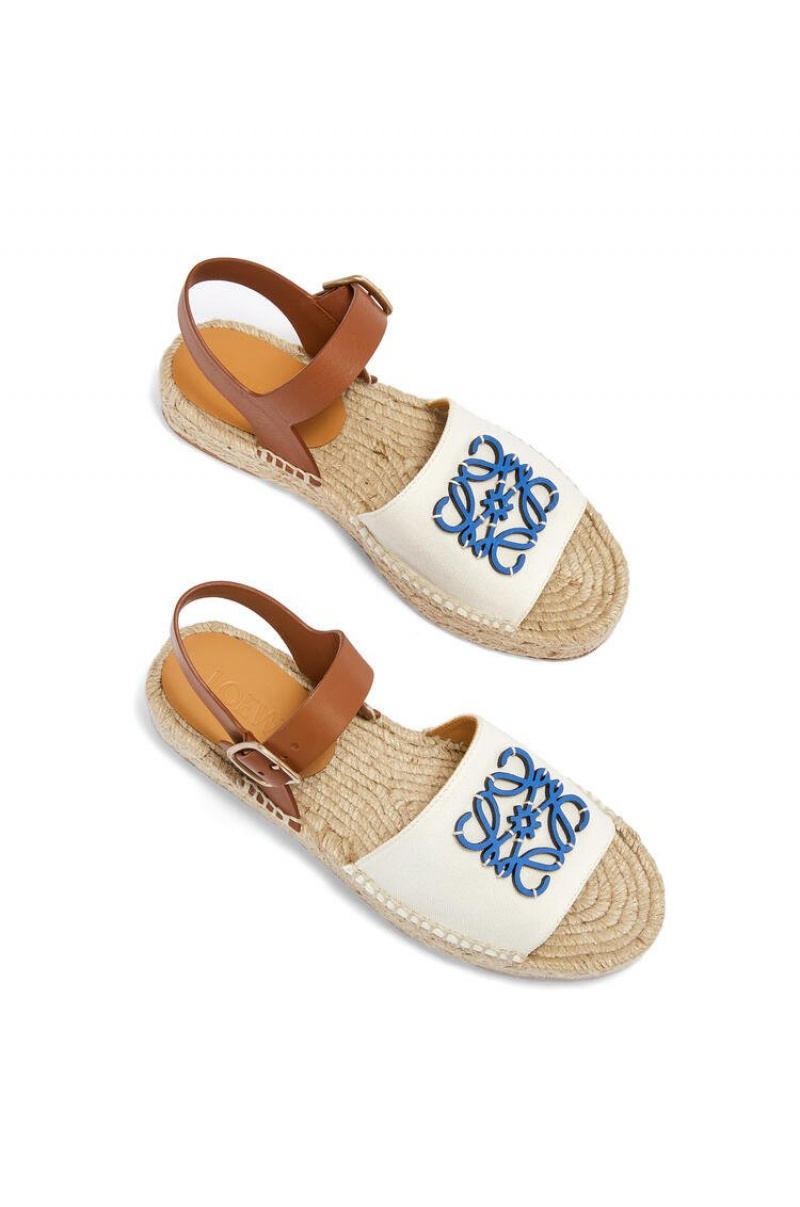 Sandalias Loewe Anagram espadrille in canvas and calfskin Mujer Azules | 439LKUZNE