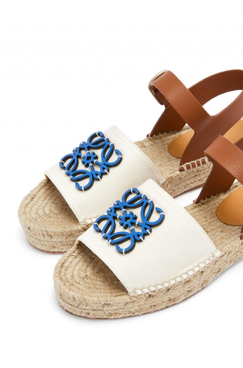 Sandalias Loewe Anagram espadrille in canvas and calfskin Mujer Azules | 439LKUZNE