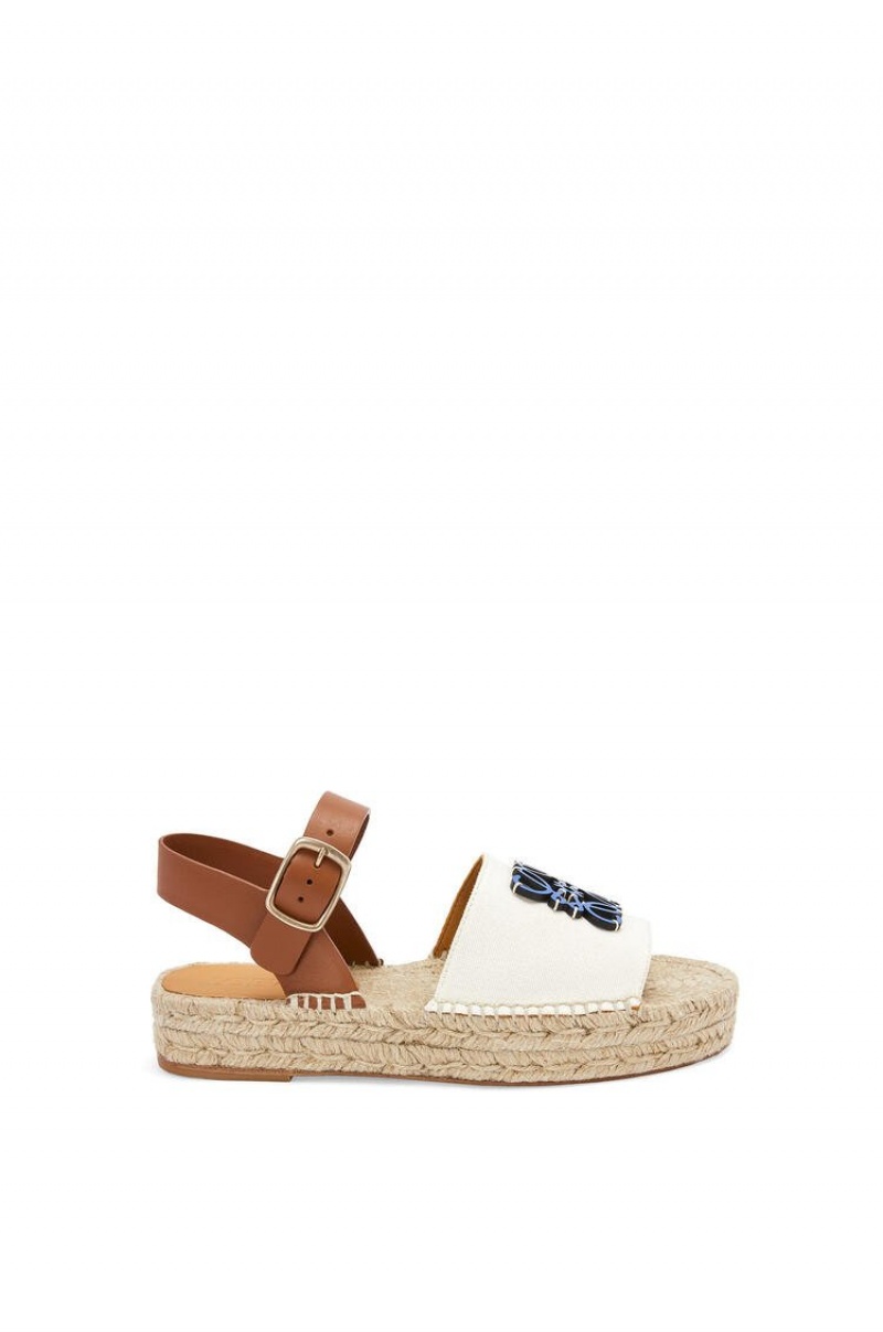 Sandalias Loewe Anagram espadrille in canvas and calfskin Mujer Azules | 439LKUZNE