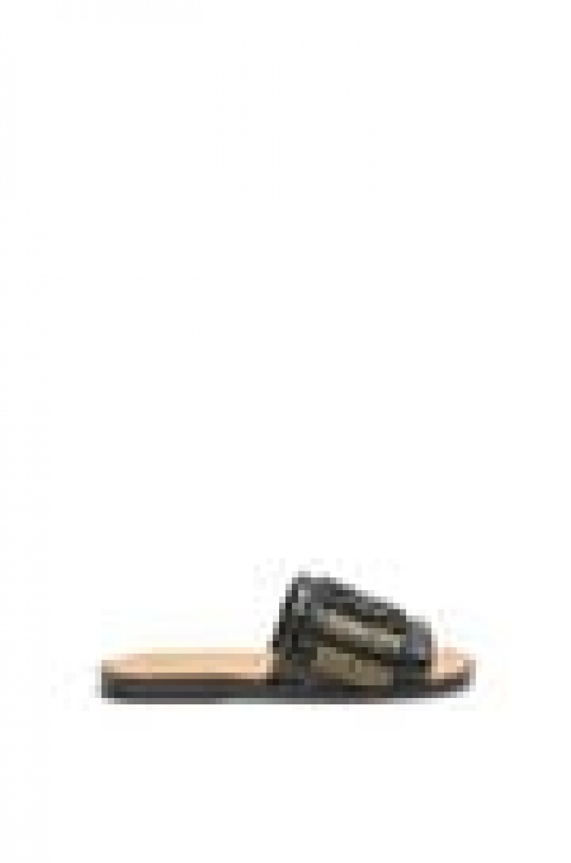 Sandalias Loewe Anagram woven slide in calfskin Mujer Negras | 249DHQZLA