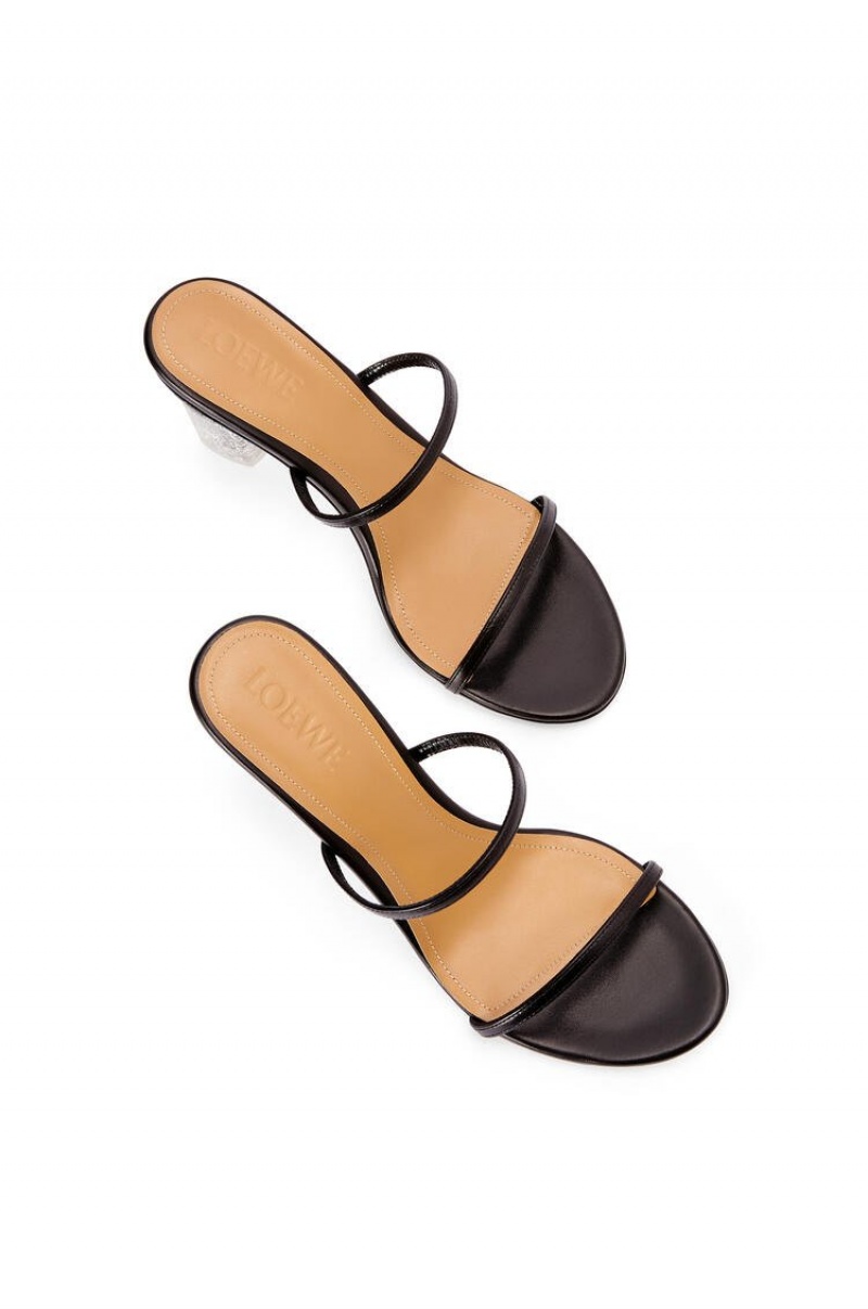 Sandalias Loewe Nail polish sandal in goatskin Mujer Negras Plateadas | 563VKNAOD