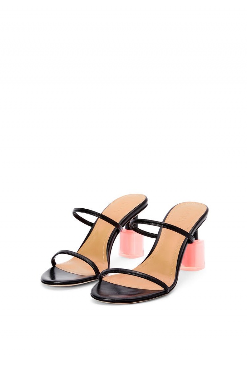 Sandalias Loewe Nail polish sandal in goatskin Mujer Negras Rosas | 185SPLYKH