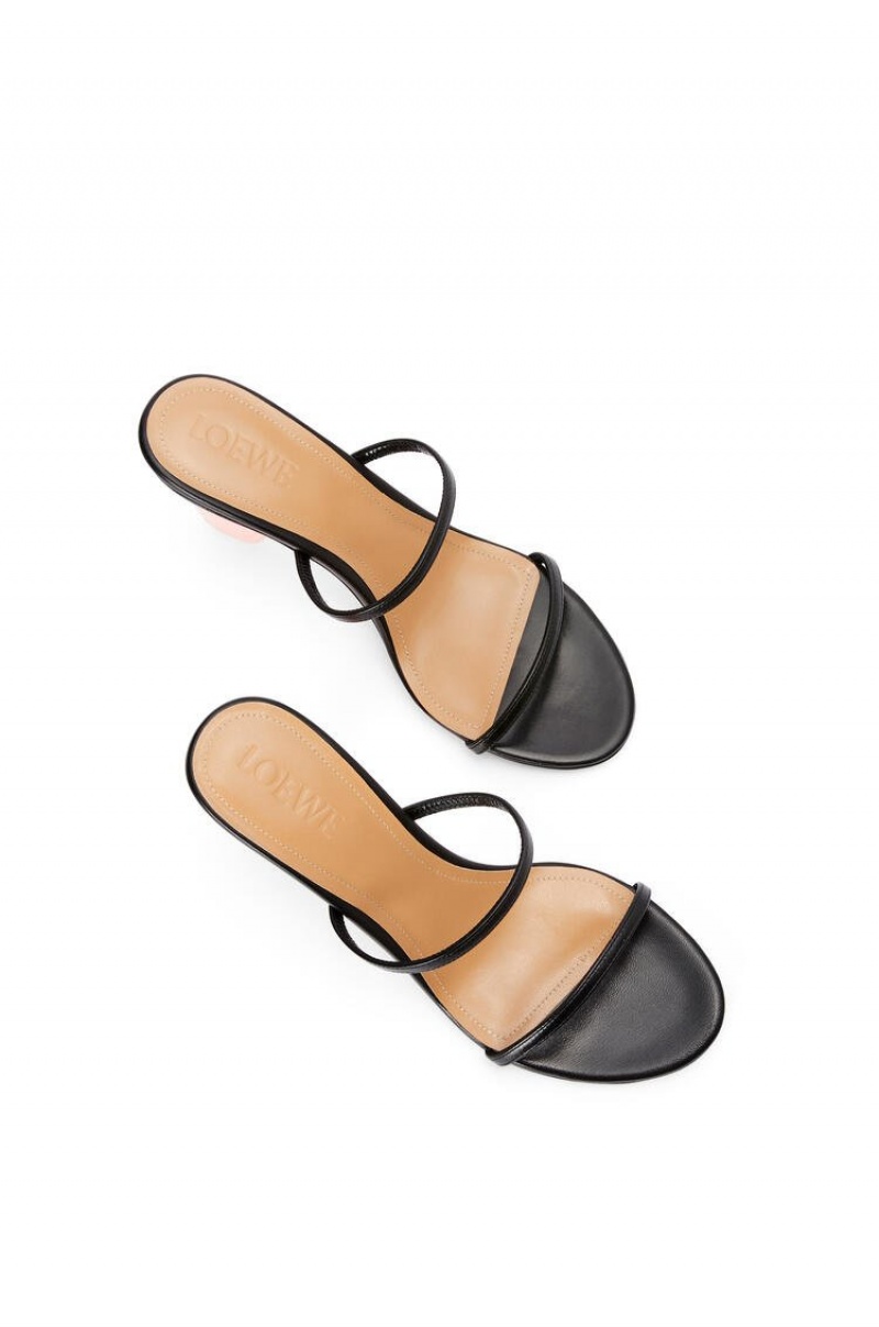 Sandalias Loewe Nail polish sandal in goatskin Mujer Negras Rosas | 185SPLYKH