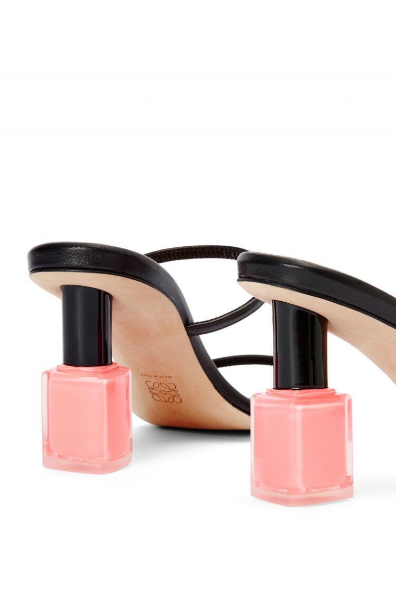 Sandalias Loewe Nail polish sandal in goatskin Mujer Negras Rosas | 185SPLYKH