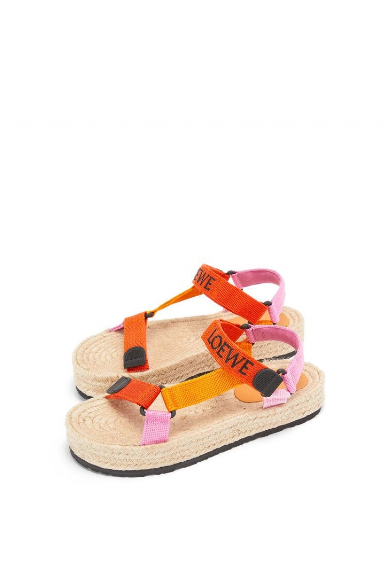 Sandalias Loewe Tiras espadrille in nylon Mujer Naranjas Multicolor | 241QVWJCH