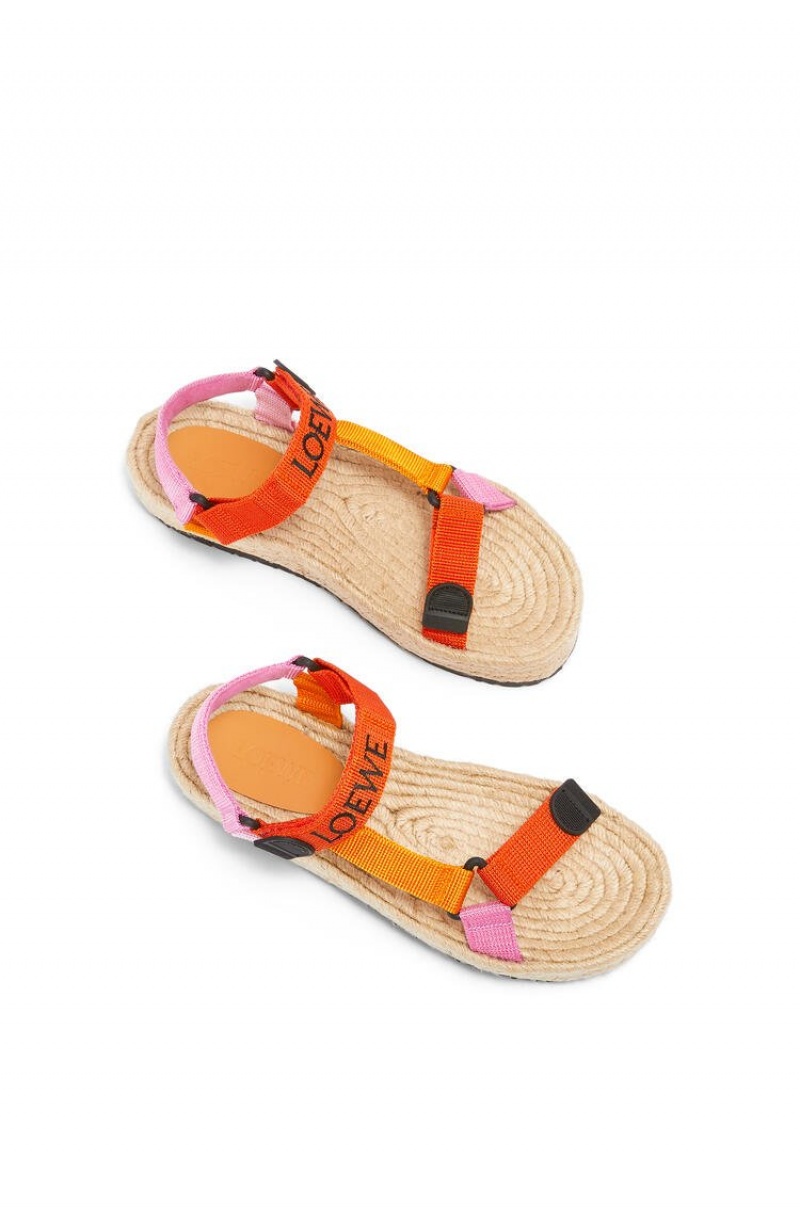 Sandalias Loewe Tiras espadrille in nylon Mujer Naranjas Multicolor | 241QVWJCH